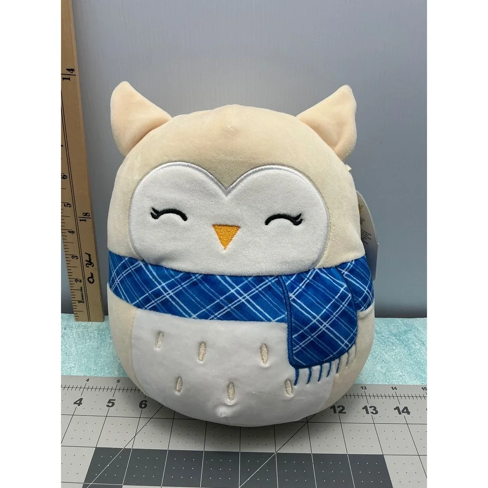 Squishmallows Vee Owl‎ Plush 8 Inch Blue Plaid Scarf Stuffed Animal Toy